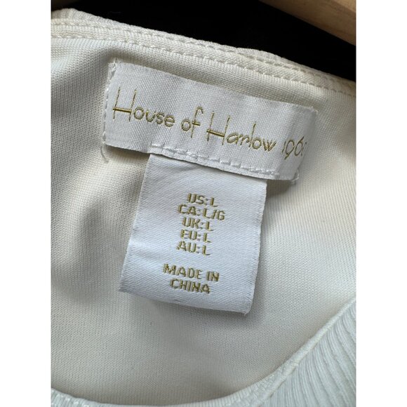 House Of Harlow Stretch 90's Bodysuit Size Large Ivory Ribbed - Picture 3 of 8